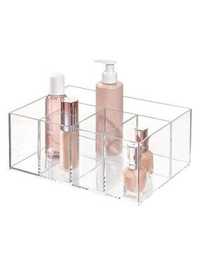 Clear Makeup Organizer Vanity Storage 5 Compartment Cosmetic Skincare Holder